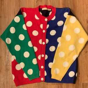 Brooks Brothers Vintage 1980s Polka Dot Button up Sweater